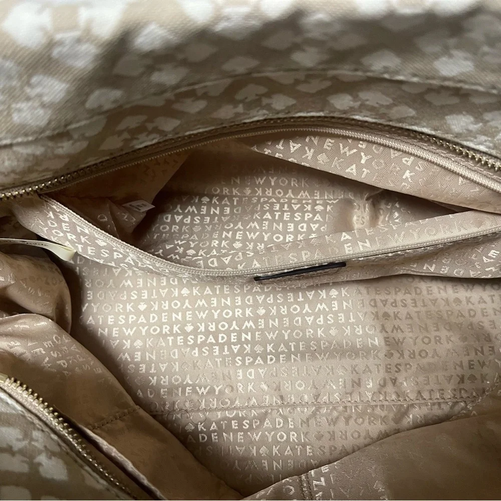 EUC Kate Spade New York Beige/Brown Canvas and Leather Stevie Bag